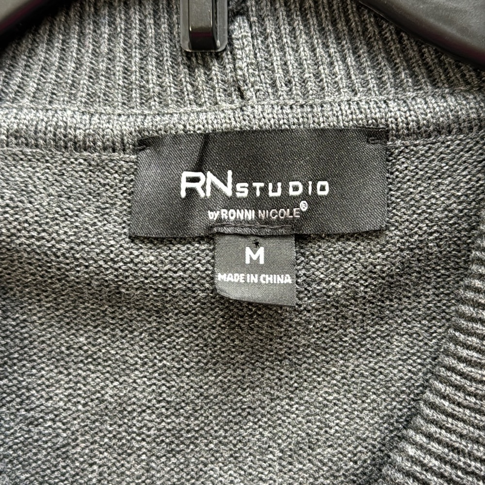 Ronni Nicole Sweater Dress, Faux Wrap Style, Buckle Detail, Gray, in Size M NWT - Picture 15 of 16